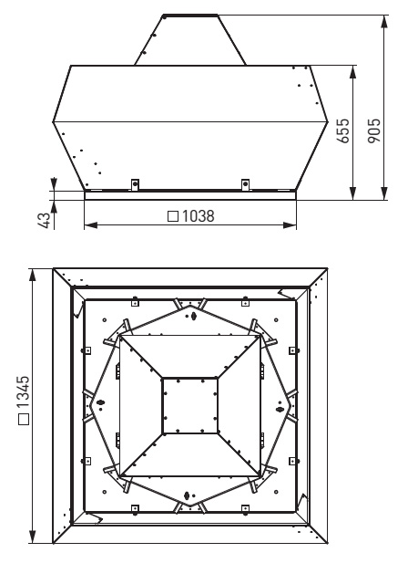 Габаритные размеры вентилятора NED VRK 100/71-6D