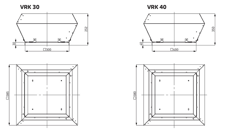 Габаритные размеры вентилятора NED VRK 30-22/2E