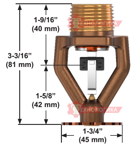 Габаритные размеры спринклера VIKING VK510 ESFR