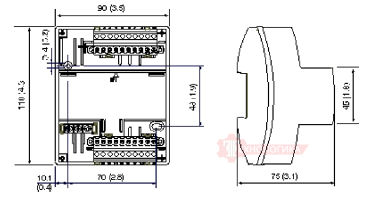 Блок SCHNEIDER TAC Xenta 421A - габаритные размеры