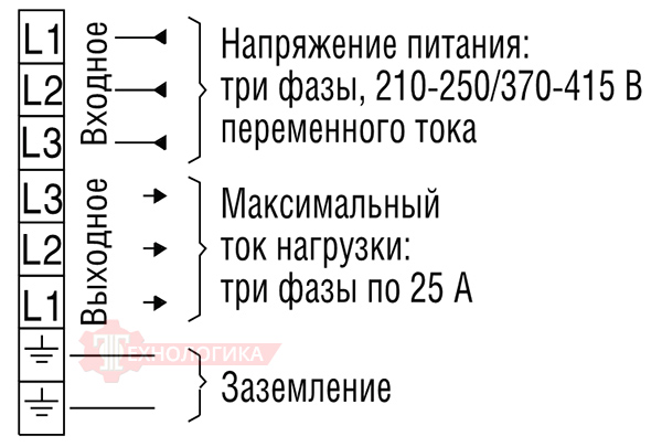 Регулятор мощности REGIN TTC25Х - схема подключения Регулятор мощности REGIN TTC25Х - схема подключения