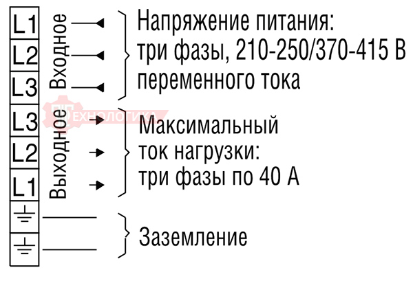 Регулятор мощности REGIN TTC40F - схема подключения Регулятор мощности REGIN TTC40F - схема подключения